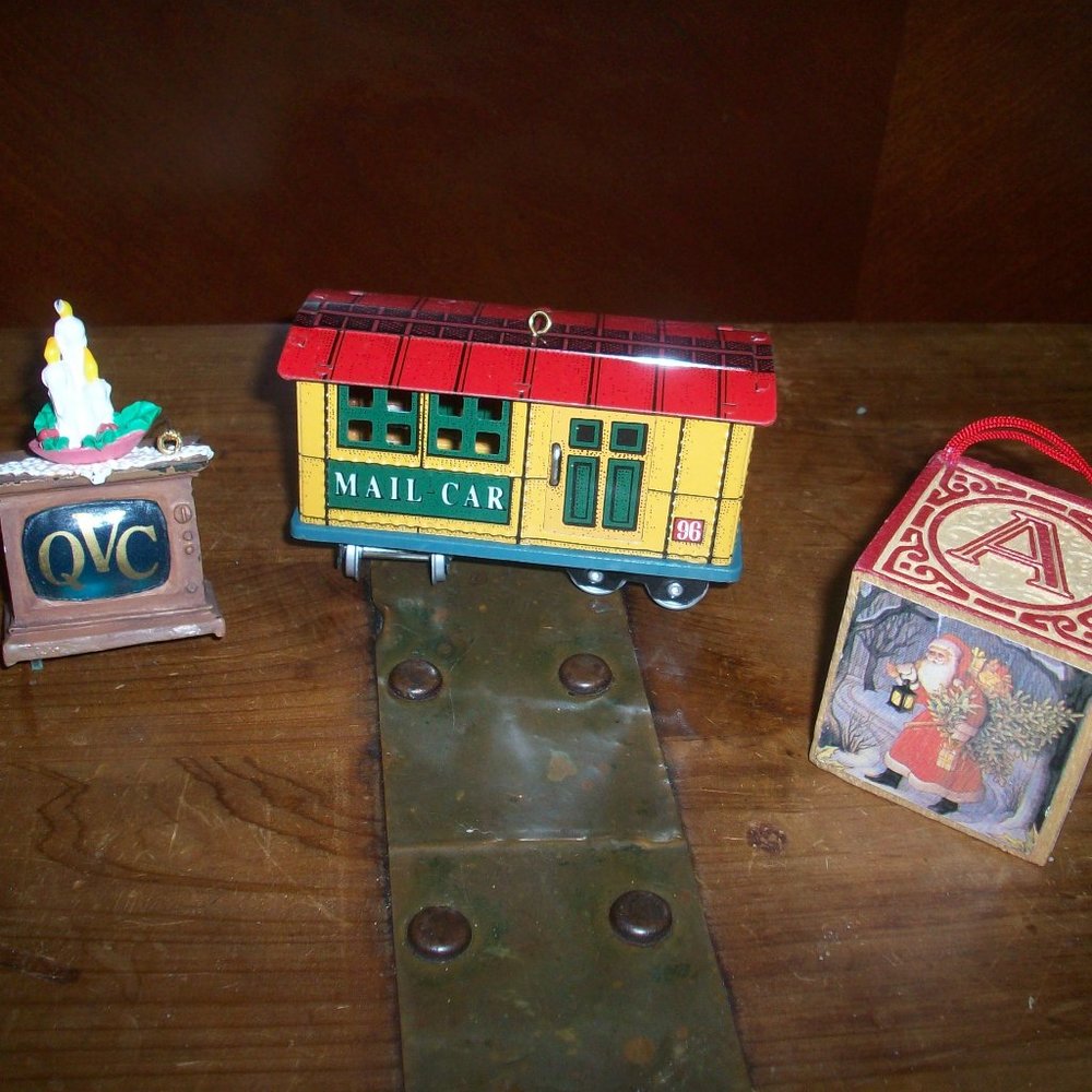 Hallmark Ornament Metal Train Ornament Yuletide Central 1996 Christmas Block QVC